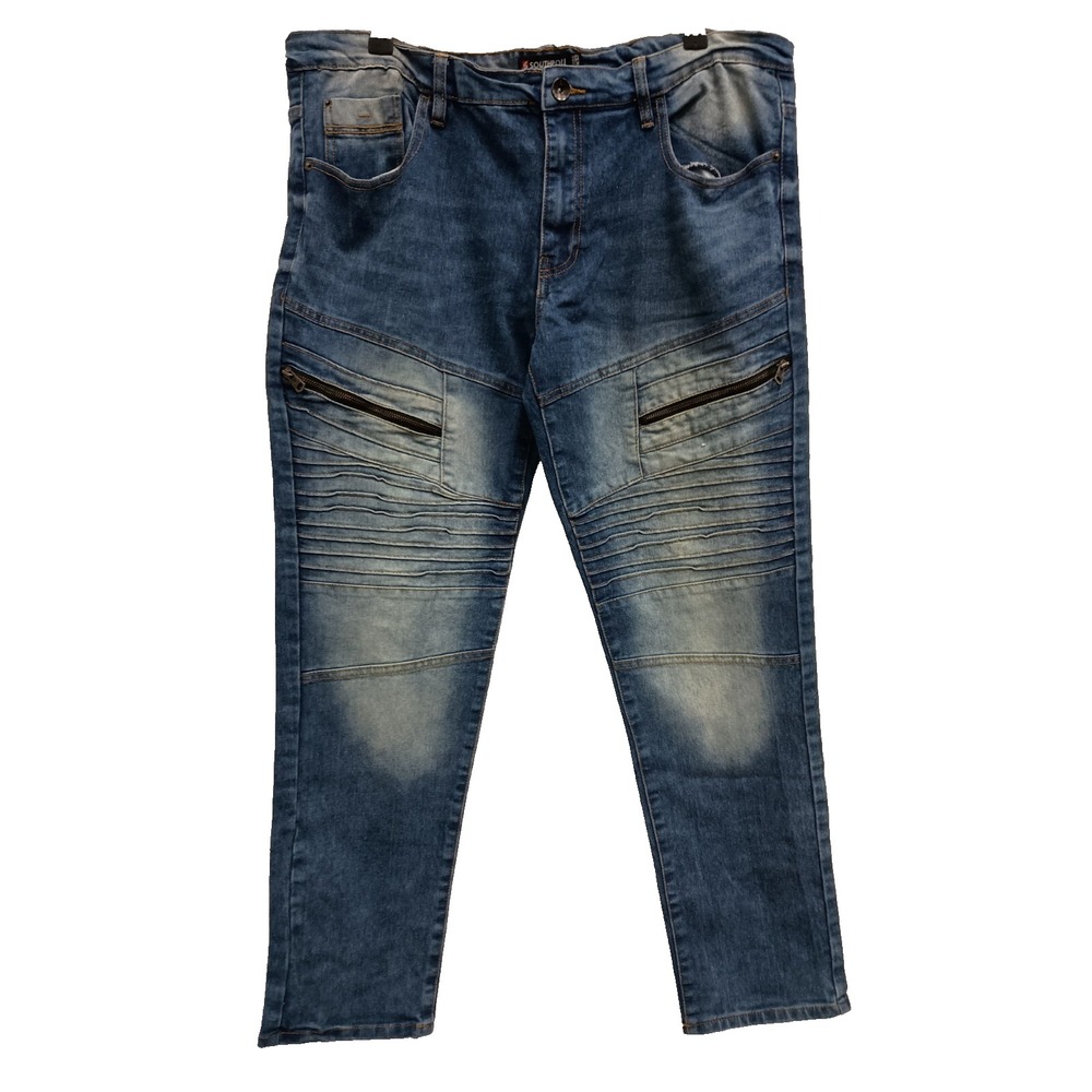 Vintage Southpole Mens Moto Jeans Size 38X32 Blue Grunge Streetwear Y2K